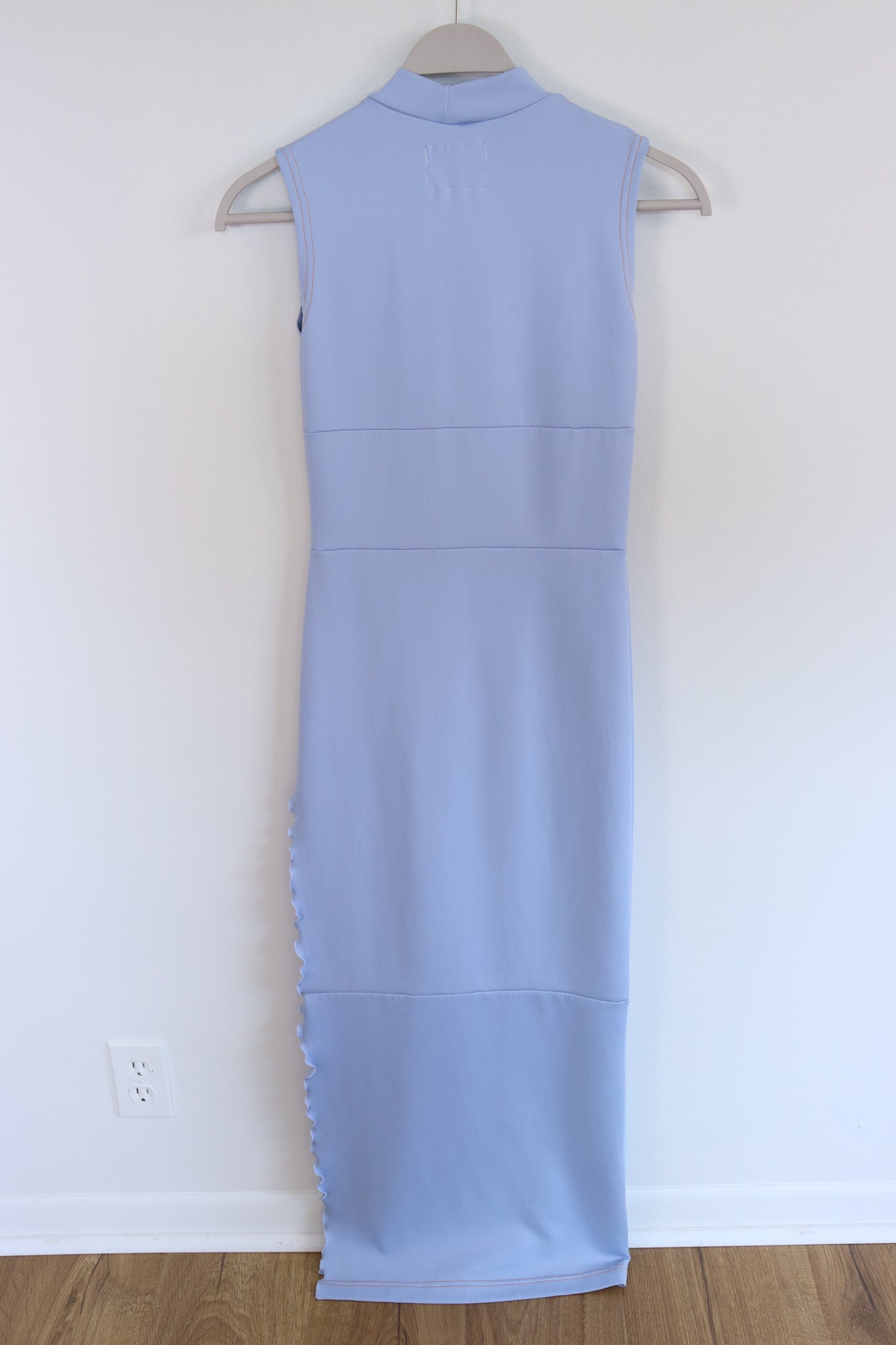Blue Ponte Knit Side Slit Mock Neck Dress XS/S - DEVIATE