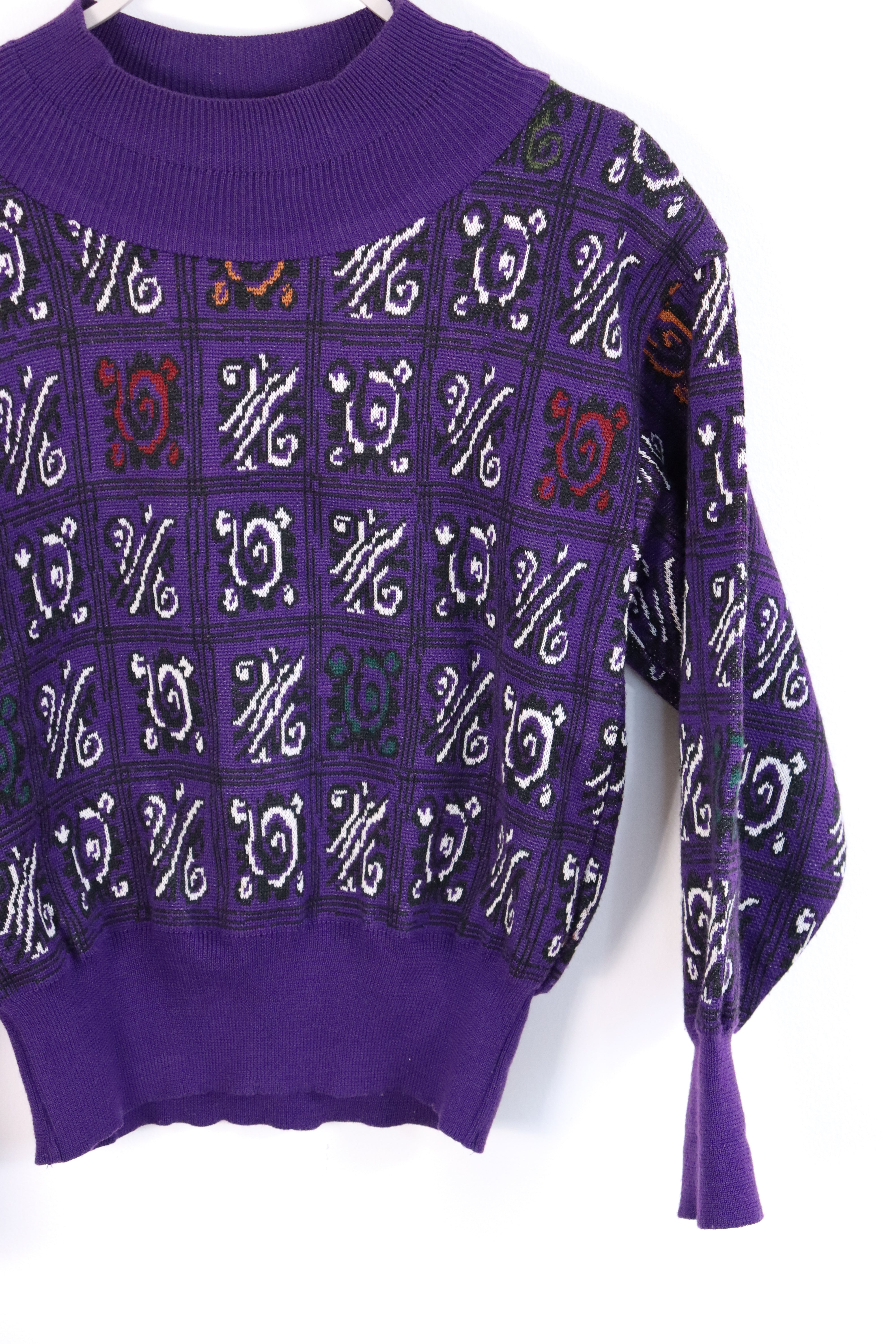 Vintage Purple Jacquard Knit Sweater - XL - DEVIATE