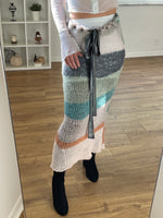 Deadstock Alpaca & Mohair Hand Knit Skirt with Silk Tie - MEDIUM
