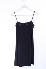 Vintage Spaghetti Strap LBD with Beaded Bust - SMALL