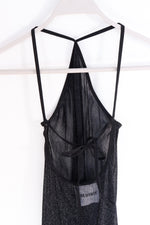 Metallic Shimmer Semi-Sheer Black Dress - SMALL