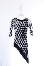 Vintage Polka Dot and Fringe Asymmetrical Dress - X-SMALL