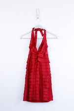 Red Halter Layered Micro Mini Dress - SMALL