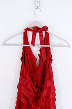 Red Halter Layered Micro Mini Dress - SMALL