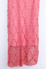 Vintage Barbie Pink Beaded Crochet Party Dress - SMALL