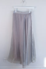 Vintage Metallic Silver Maxi Skirt - Medium