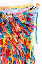 Multi-Colored Knit Mini Dress with Rainbow Fringe - SMALL