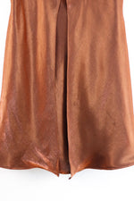 Vintage Burnt Orange Metallic Gown with Beading - SMALL