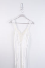 Vintage 80's Ivory Satin Lace Ankle Length Night Dress - SIZE SMALL