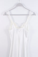 Vintage 80's Ivory Satin Lace Ankle Length Night Dress - SIZE SMALL