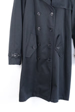 Oversized Black Trench Coat with Asymmetrical Collar - SMALL