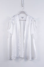 Dior Vintage 1960's Ivory Lingerie Cover Up w/ Flowy Sleeves and Bows - 1X