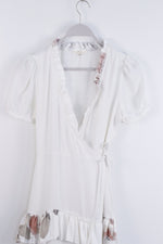Reworked Belted Robe Dress Short Sleeve Dress W/ Victorian Tiered Ruffles - LARGE