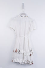 Reworked Belted Robe Dress Short Sleeve Dress W/ Victorian Tiered Ruffles - LARGE