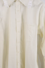 Reworked Belted Button Down Ivory Long Sleeve Dress W/ Victorian Ruffled Hem - LARGE