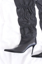 Vintage Paolini Designer Real Leather Pointed Toe High Heel Black Over the Knee Boots- SIZE 8