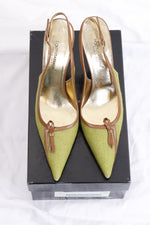 Vintage IN BOX Authentic Dolce & Gabbana Slingback Green & Brown Heels- SIZE 8.5