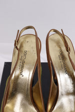 Vintage IN BOX Authentic Dolce & Gabbana Slingback Green & Brown Heels- SIZE 8.5