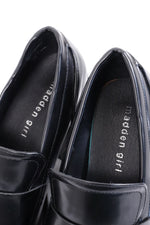 Vintage 90s Y2K Madden Girl Black Faux Leather Chunky Block Heel Platform Oxfords- SIZE 7.5