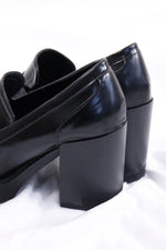 Vintage 90s Y2K Madden Girl Black Faux Leather Chunky Block Heel Platform Oxfords- SIZE 7.5