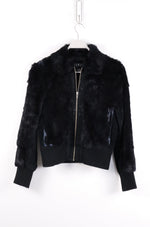 Vintage Mob Wife Leather & Fur Bomber Jacket - SMALL