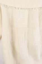 Vintage 90's Knit Fuzzy Ivory Cream Mohair Sweater - MEDIUM