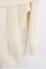 Vintage 90's Knit Fuzzy Ivory Cream Mohair Sweater - MEDIUM